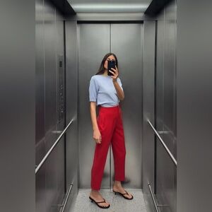 ZARA PANTS WITH A HIGH WAIST Red Women's trousers